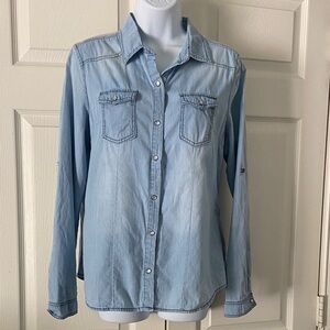 Cavalini Light Blue Denim Snap-Up Shirt Size Large